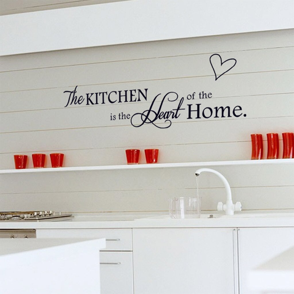 Keuken is Hart van het Huis Brief Quote Patroon Muurstickers PVC Verwisselbare Home Decor DIY Muurtattoo vinyl Art