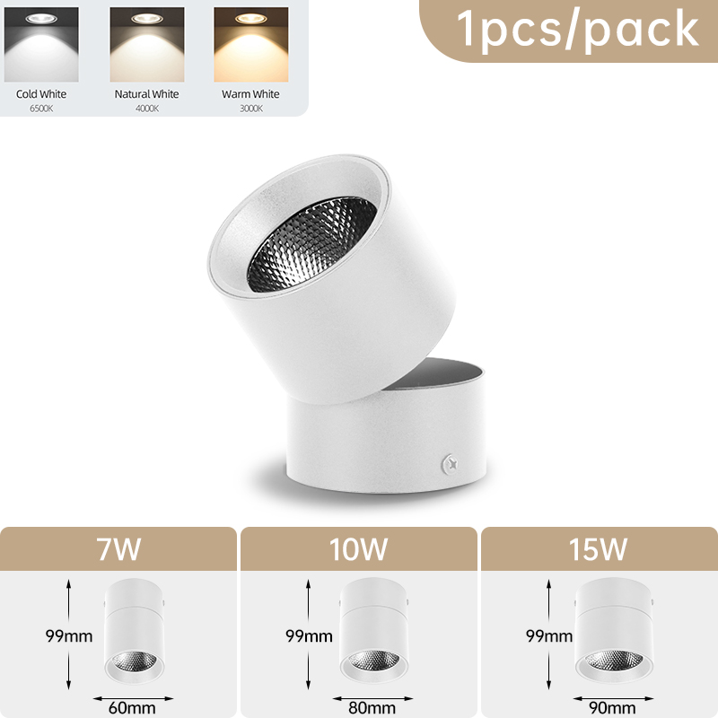 Spot led downlight sammenleggbar taklampe spotlight led-lampe 7w 10w 15w downlight for kjøkken interiør utenpåliggende: Rød / 3w / Brun