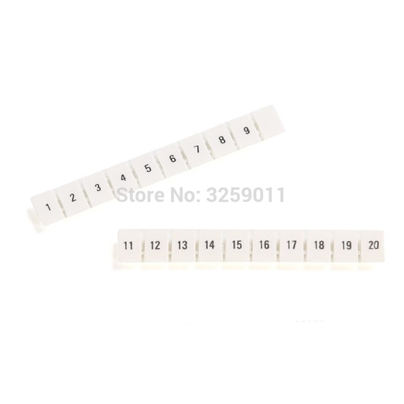10 STKS ZB5 Nummers Strip Markers voor Rail Gemonteerd Terminal Blokken UK3N Wit plastic