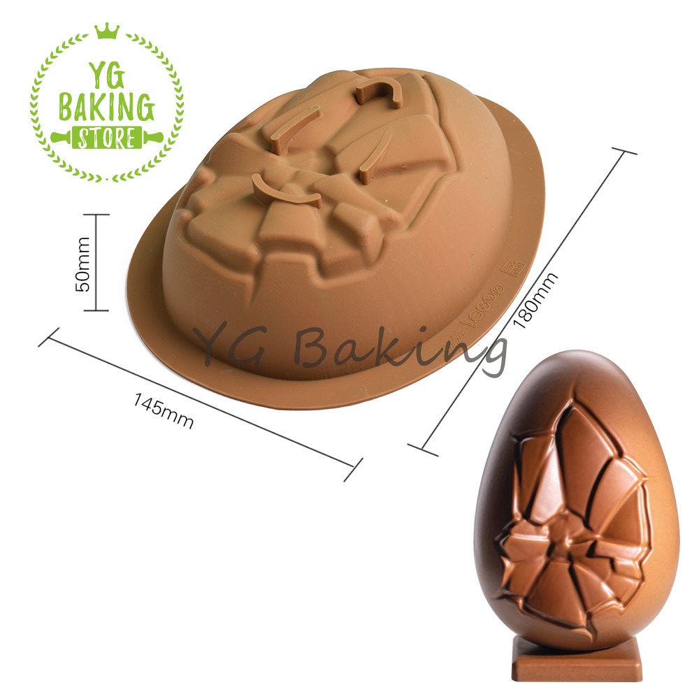 Dorica, varios huevos de Pascua, de molde para Mousse de Chocolate, bricolaje, rompible, molde de silicona para dulces, herramientas de decoración de pasteles, utensilios para hornear: Caqui oscuro