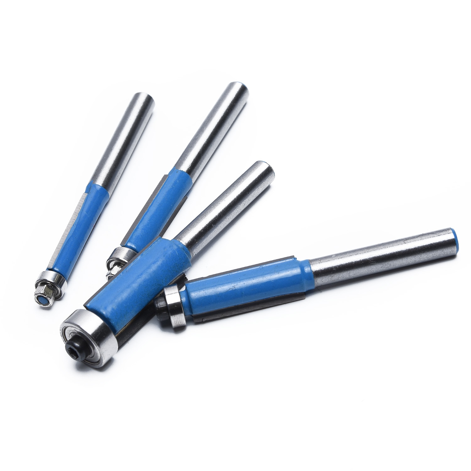 4 stk / sett 1/4 "skaft spyle listverk ruter bit trekant skjæreende Dobbel fløyte peiling kutter bit verktøy 6.35mm legert stålblad