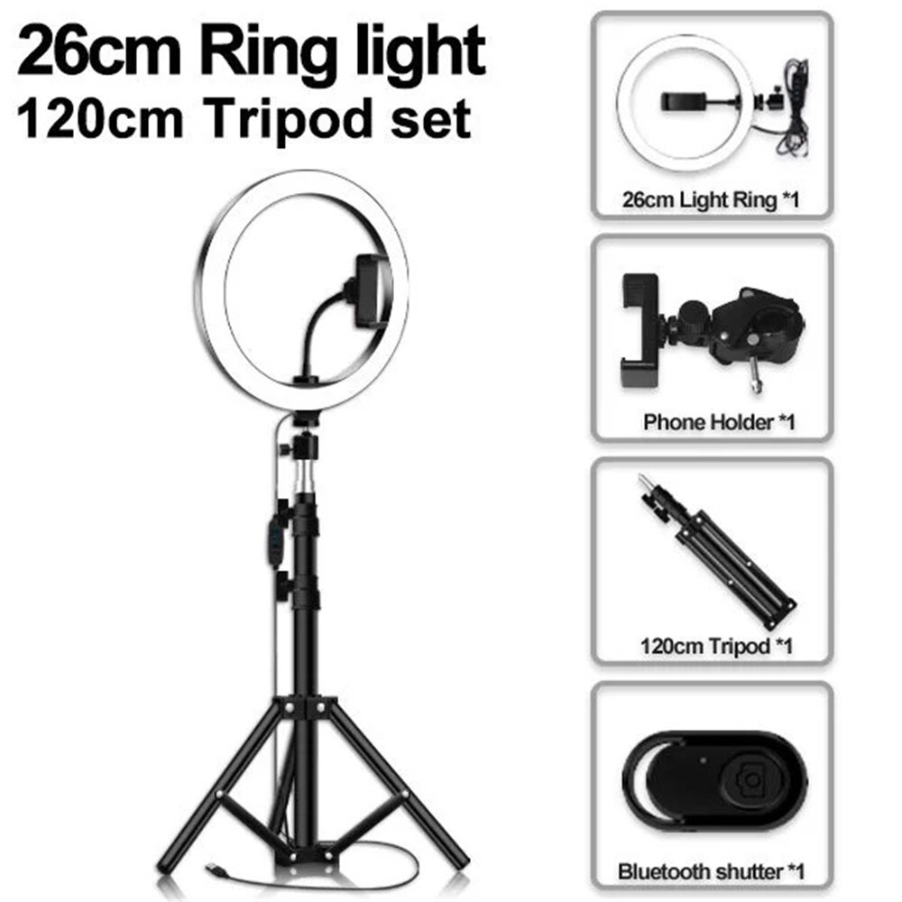 Pavimento Photo Studio Selfie Anello di Luce A LED con Supporto Del Telefono Mobile per Youtube Streaming In Diretta di Trucco In Diretta Supporto Mobile Treppiedi: 26light-120tripod