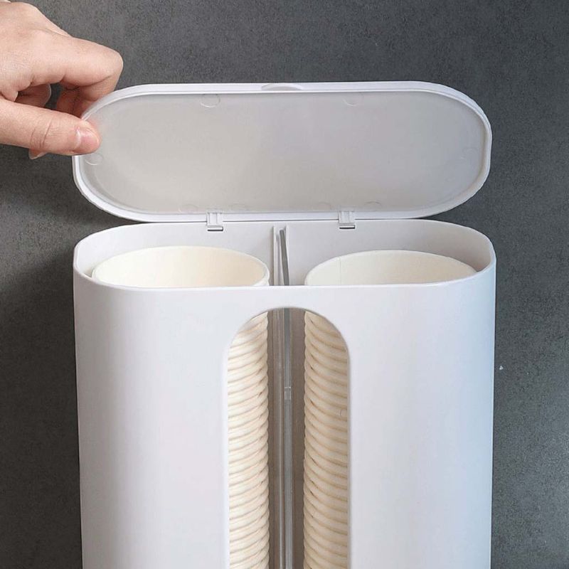 Water Cup Dispenser Holder Disposable Plastic Paper Cups Storage Rack Container 95AA