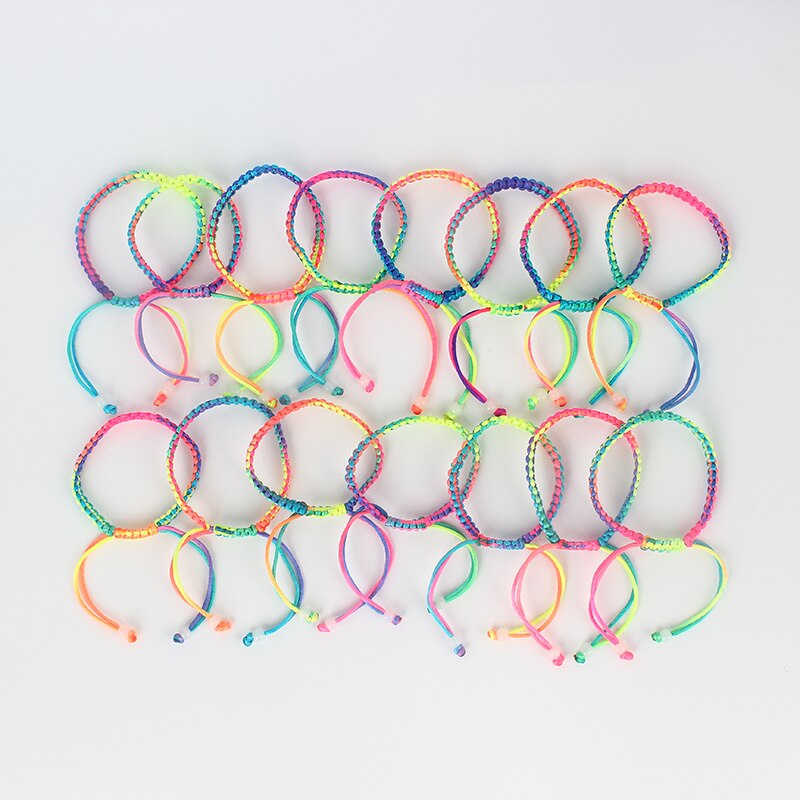 10 stk regnbue farverige fletningssnor venskabsarmbånd til piger diy håndlavede justerbare reb armbånd