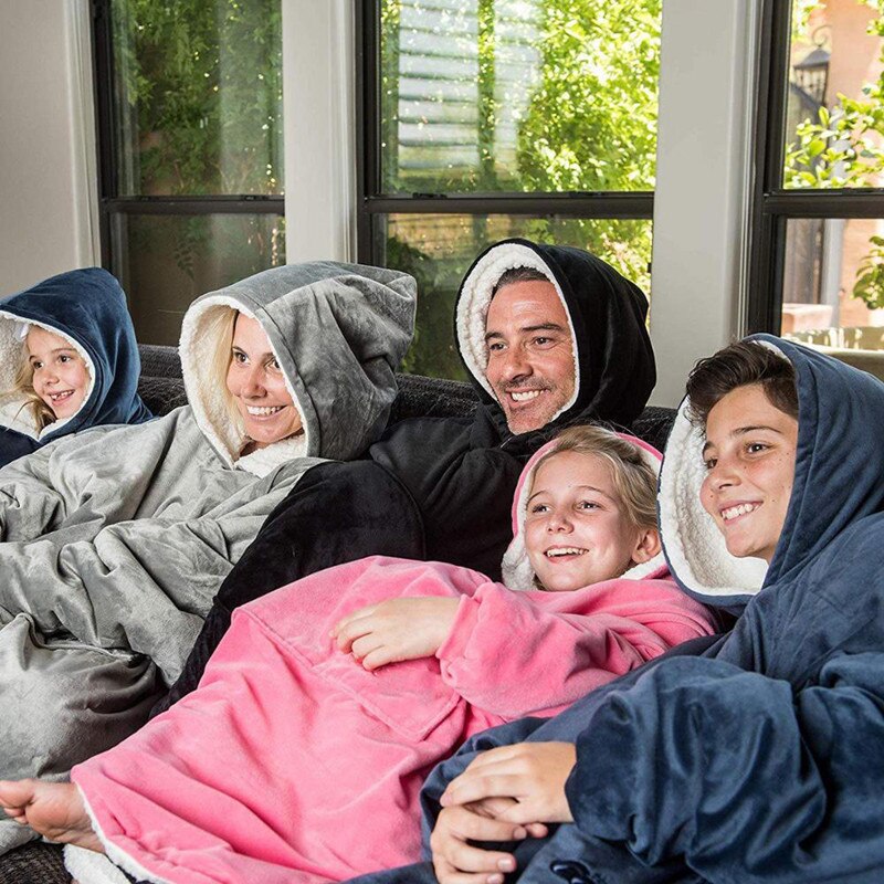 Zachte Deken Winter Warme Dikke Tv Hooded Trui Deken Met Pocket Fleece Giant Deken Hoodies Sweatshirts Vrouwen Kleding