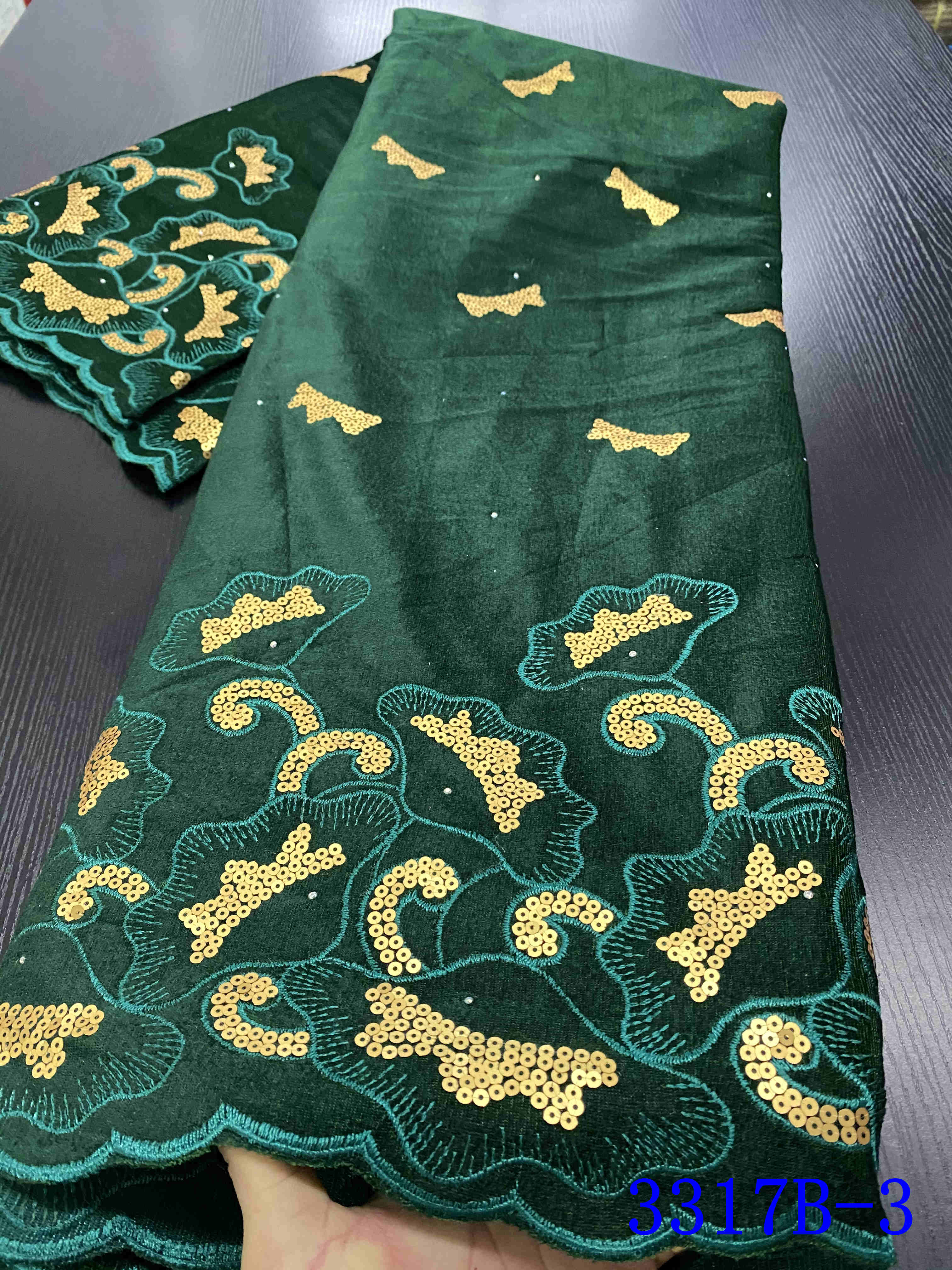 African Velvet Lace Fabric Lace Nigerian Lace Fabrics For Wedding Sequins Lace Fabric YA3317B-6: Picture 3