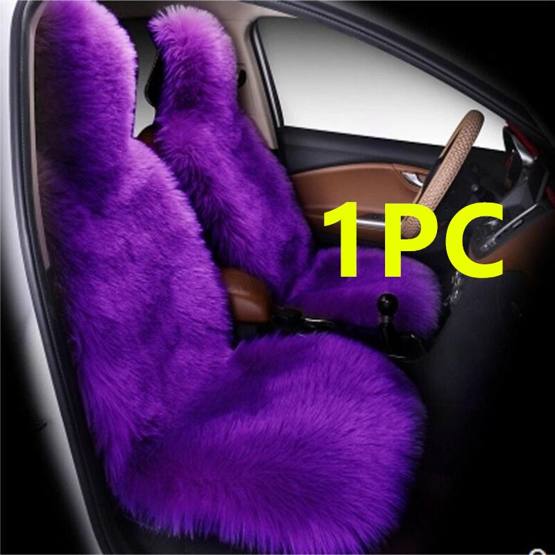 1Pc Bont Schapenvacht Auto Stoelhoezen, Universele Wol Auto Zitkussen, winter Warm Auto Voorstoel Cover Australië Imitatie Wol: Paars