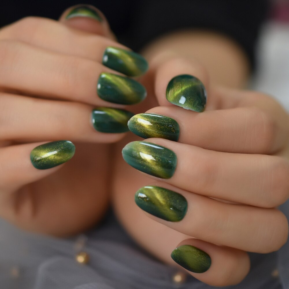 Rode Kat Ogen Nep Nagels Prachtige Uv Gel Nagels Craft Dikke Nail Art Tips Pre-Ontwerpen Herbruikbare Dames Vingernagels met Lijm