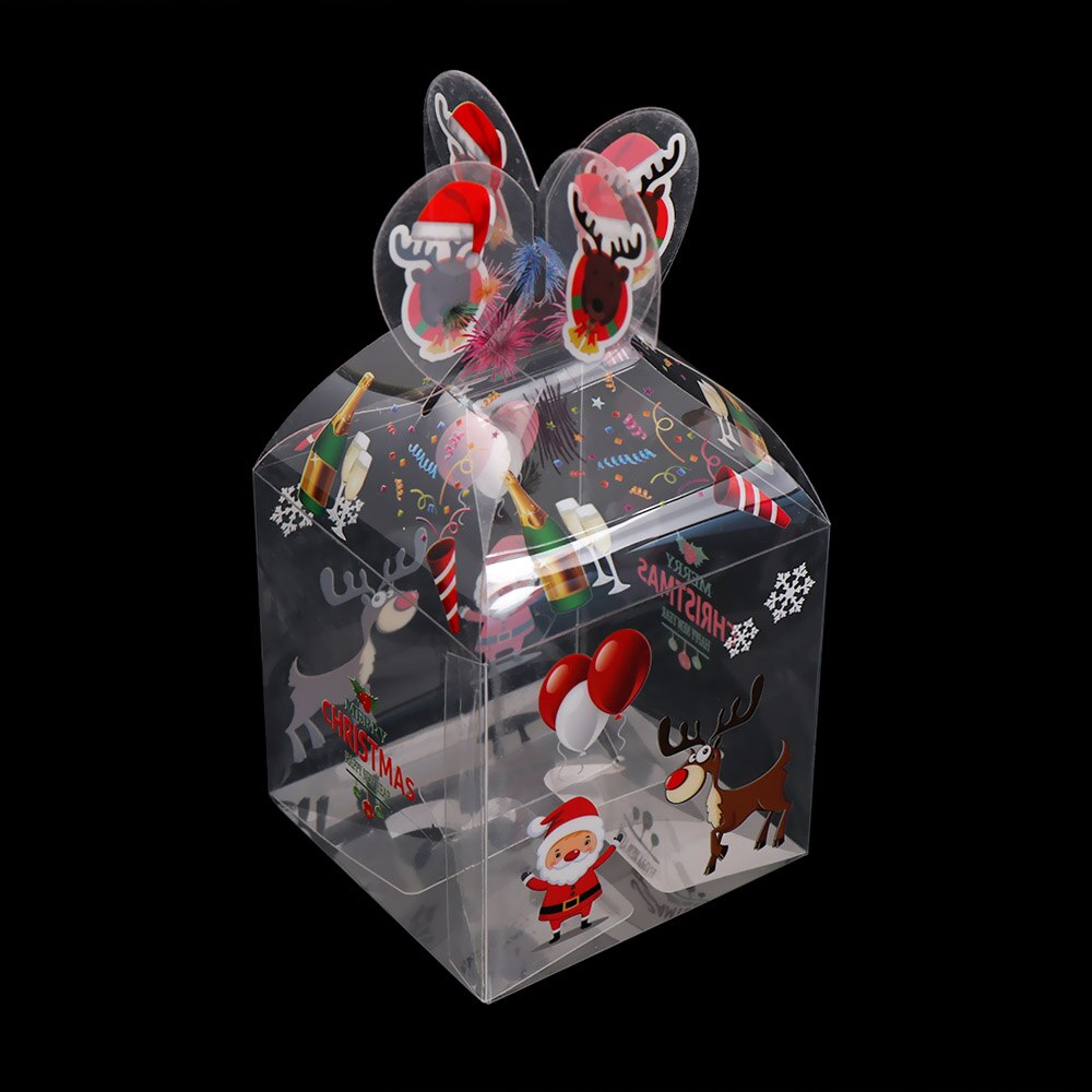 1 Pza PVC caja de dulces transparente muñeco de nieve alce Reno manzana cajas Navidad decoración embalaje suministros para fiestas