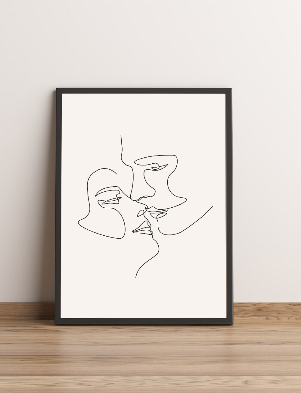 One Line Art Couple,Single Line Drawing Couples , Minimalist Face Line Art Above Bed Art Kiss Printable For Bedroom