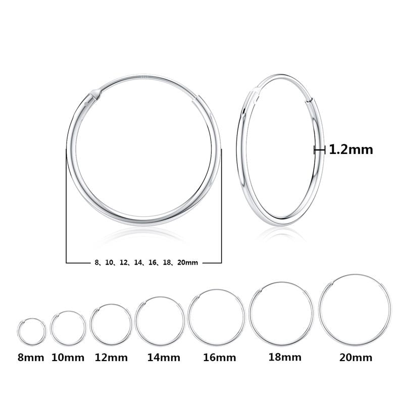 Simple Style Hoop Earrings Smooth 925 Sterling Silver Circle Earrings Women Girl Wedding Party Trendy Female Fine Jewelry