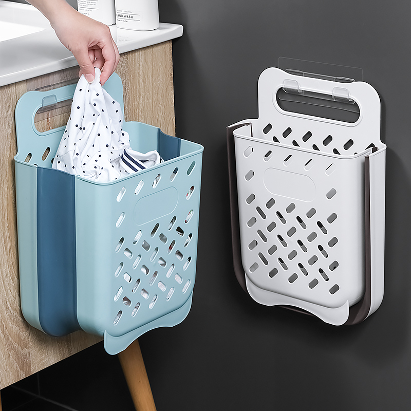 Large Capacity Laundry Basket Bathroom Wall Mounted Clothes Storage Basket Household Foldable Pants Jacket Storage Bag