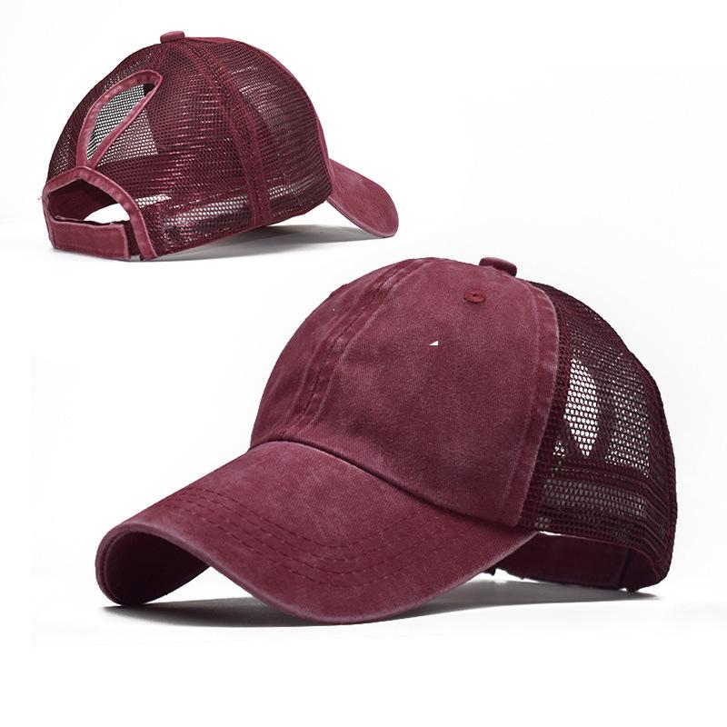 Gorra de béisbol de malla ajustable con cola de caballo, gorra de béisbol con cola de caballo ajustable, sombrero de béisbol lavada, sombreros para hombres y mujeres, Multicolor: 1