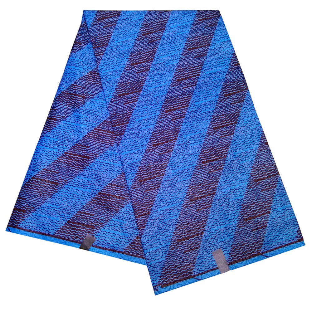 Tecido azul encerado africano listrado estampado cera africana poliéster 2019 design fashion para vestido feminino