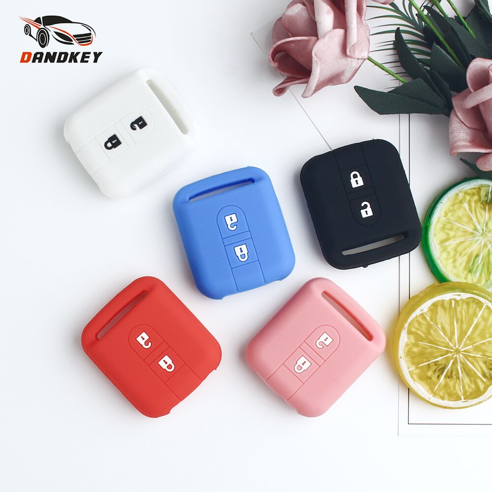 Dandkey siliconen sleutelhoes voor nissan qashqai micra navara almera note x-trail qashqai fob 2 knoppen afstandsbediening autosleutel styling