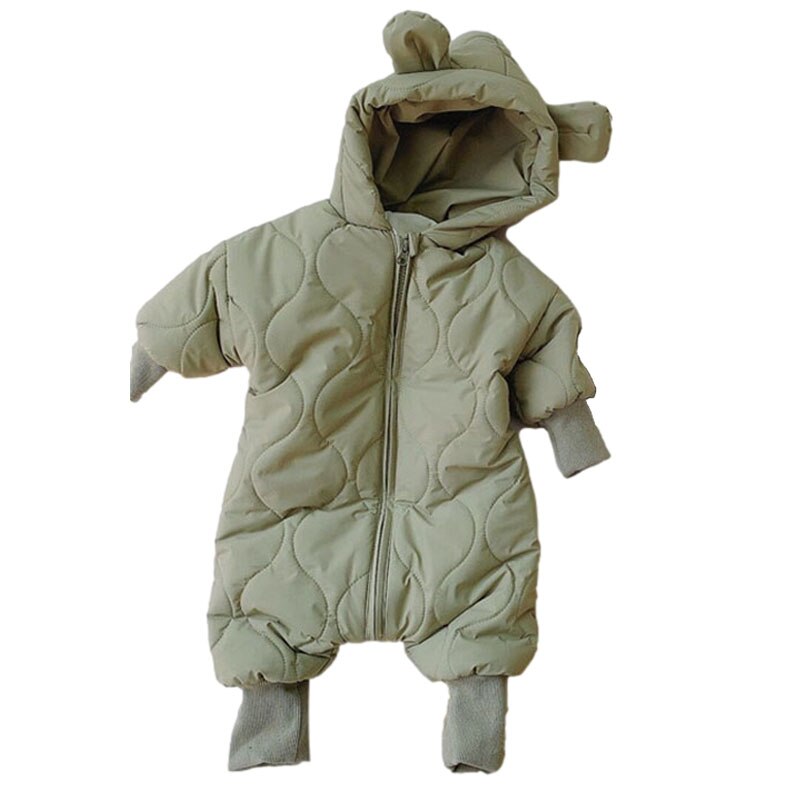 Winter Jumpsuit Voor Kinderen Fleece Voering Dikker Pasgeboren Romper Peuter Hooded Overalls Baby Boy Meisje Kleding Zuigeling 6-24 maand: Green / 66 (6M)