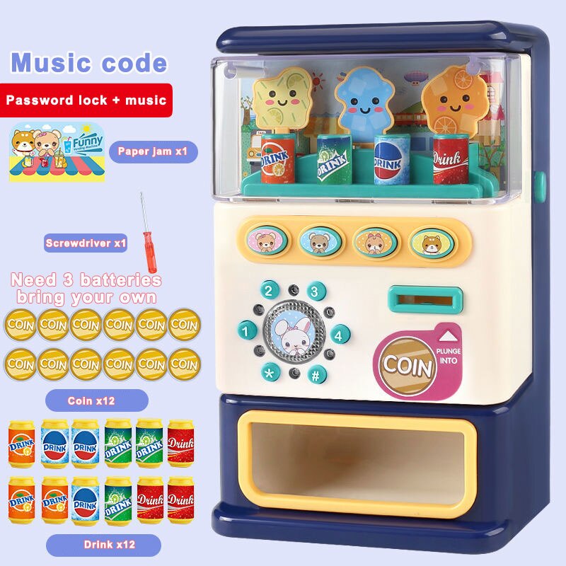 Børn simuleret salgsautomat puslespil drikkevarer drikkevareautomat legetøj foregive drik mini puslespil legetøj: Musik kode blå a