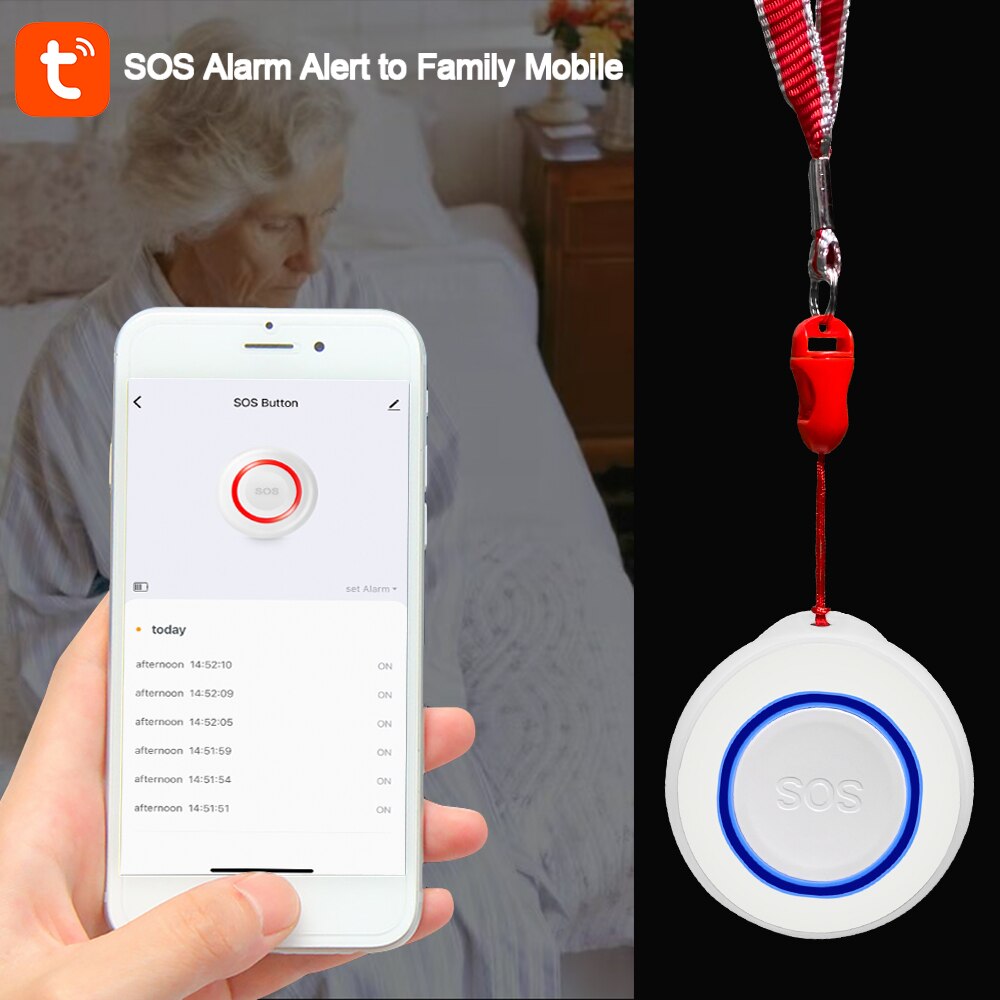 Tuya Smart Life Wifi Push Button Sos Emergency Button Alarm For Disabled People Or Old People Alarm Care For Elderly Sos Signals