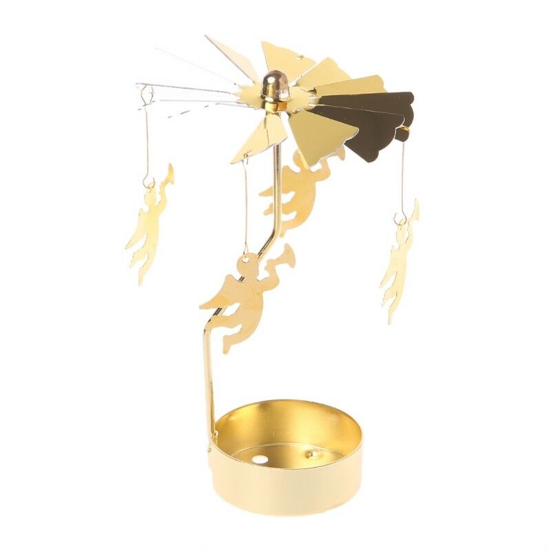Guldmetal roterende spinner karrusellys te lysholder multi-form romantisk bord xmas dekorationer intet lys: 2