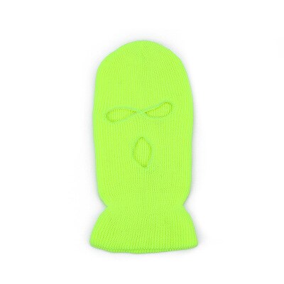 Ski Masker Gebreide Gezicht Cover Winter Bivakmuts Volgelaatsmasker Voor Winter Outdoor Sport Cs Winter Drie 3 Gat Bivakmuts gebreide Muts: Fluorescent green