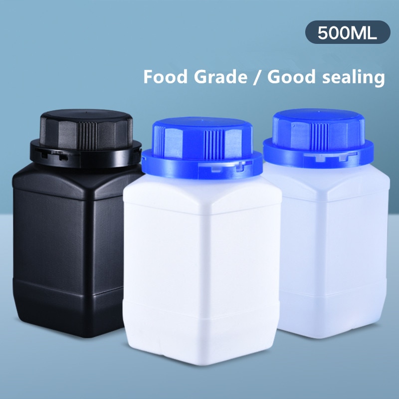 4 stk  av 500ml tomme hdpe-flasker med lokk firkantet flaske med avlet munn til flytende malingskrem til matvareoppbevaring