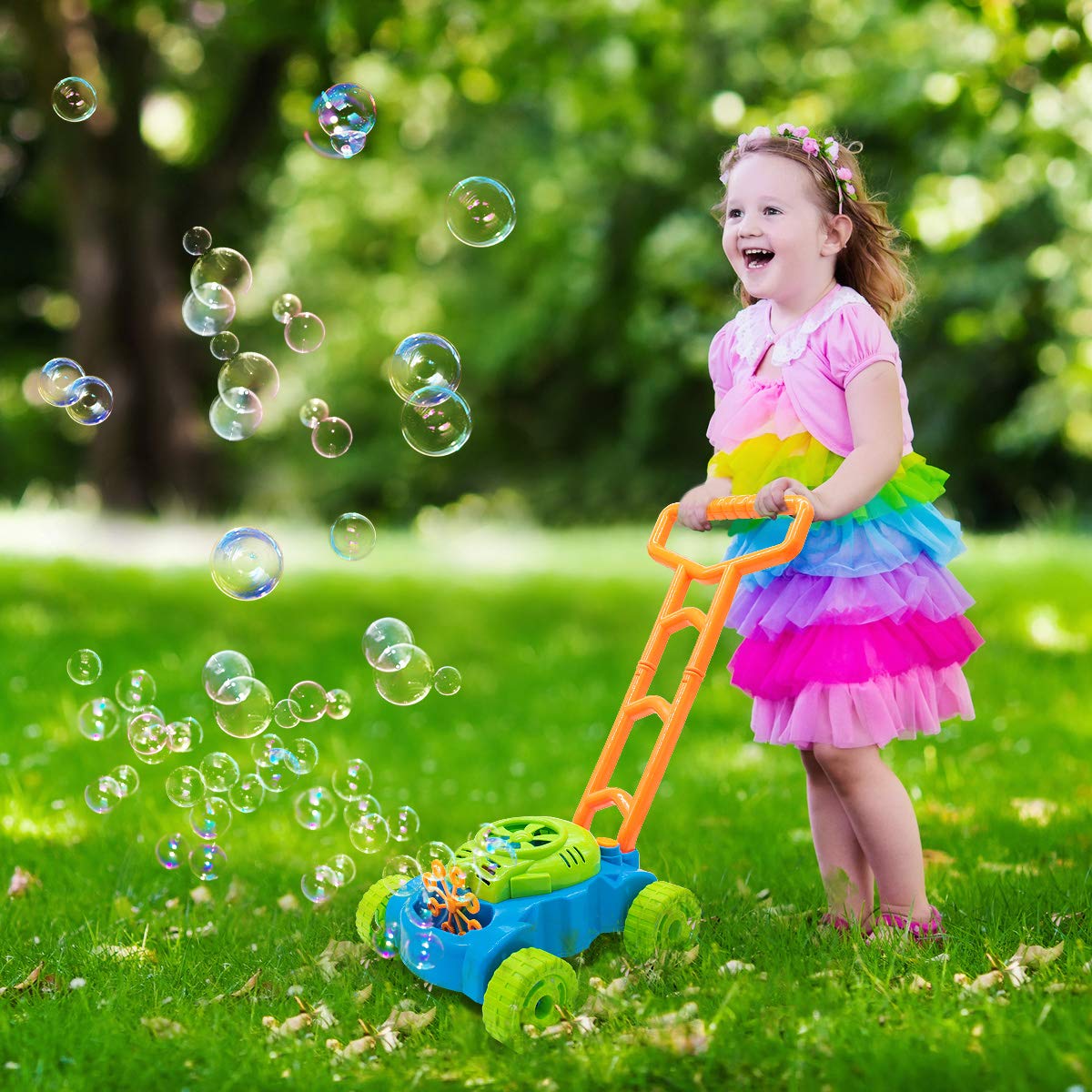 49Cm Mini Push Auto Bubble Maker Automatische Bubble Maaier Outdoor Speelgoed Geluid Wandelaar Auto Voor Kids Voor Verjaardag zelfgemaakte Vloeibare