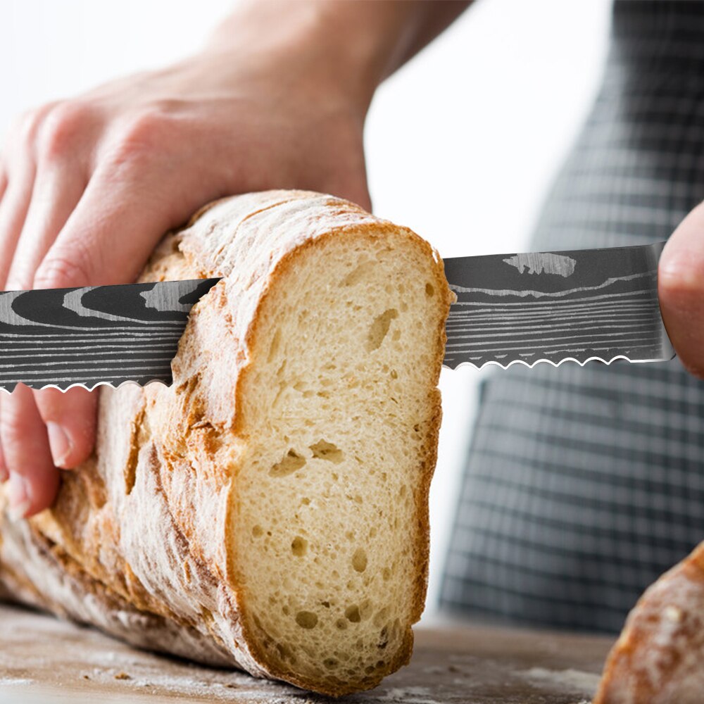 Japanse Keuken Mes Set Mes Covers Uitbenen Brood Eviscerate Gesneden Fruit Scherpe Nut Santoku Damascus Patroon Koken