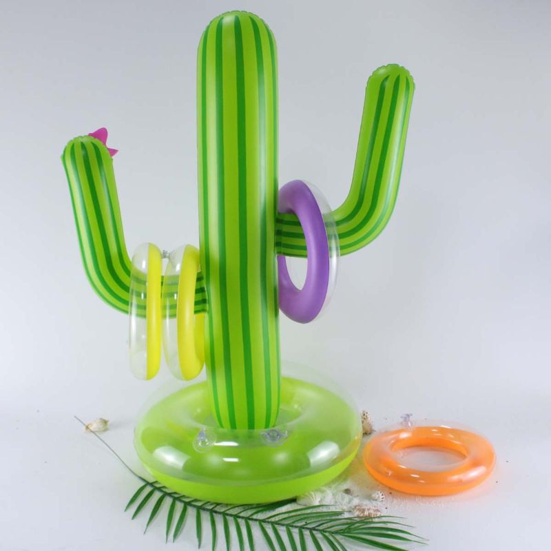 1Set Opblaasbare Cactus Ring Toss Spel Opblaasbare Toss Spel Pool Speelgoed Luau Feestartikelen Indoor Outdoor Spel voor Kinderen volwassenen