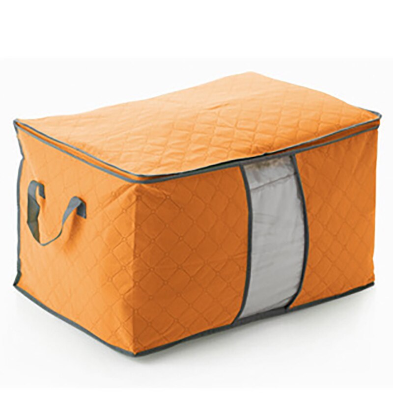 Foldning opbevaring arrangør dynetaske under sengetøj tæppe opbevaringsposer bærbare ikke-vævede ryddelige hjem støvtæt opbevaringsboks: Orange