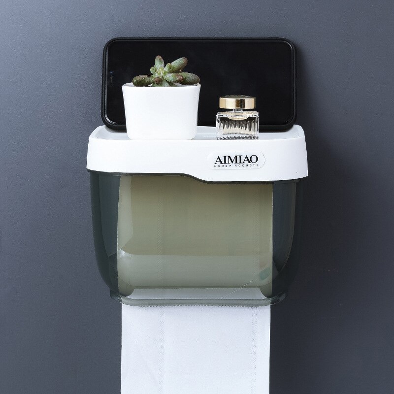 Waterproof Toilet Paper Holder Wall-mounted Toilet Paper Dispenser Tissue Box Bathroom Accessories for Bathroom Home: Small Gray