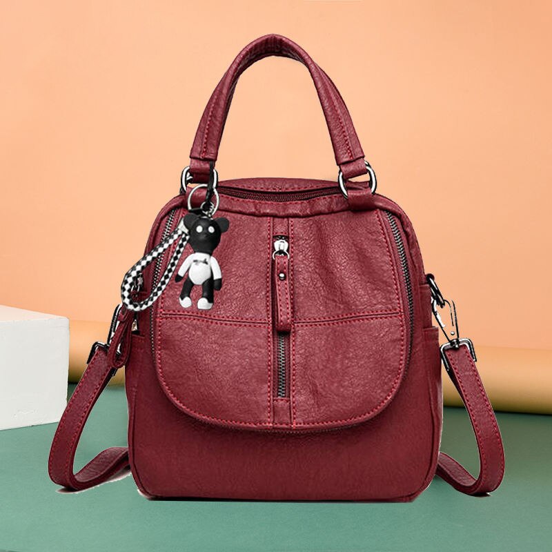 PU Leder frauen Mehrzweck Rucksack Schulter Tasche Reißverschluss für praktisch Tasten Reisen Rucksack Taschen kleinen Rucksack