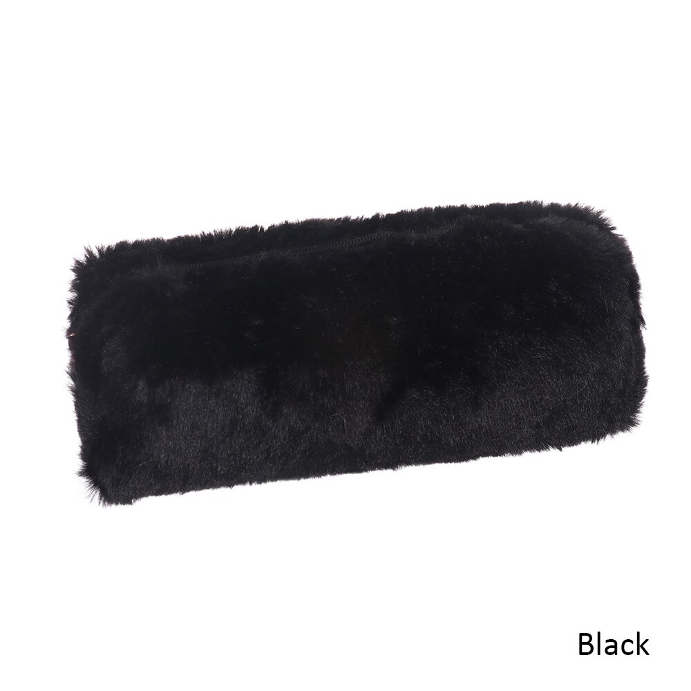 Effen Kleur Pluche Etui Meisjes School Potlood Tas Briefpapier Pencilcase Portemonnee Kawaii Mode Schoolbenodigdheden: Black