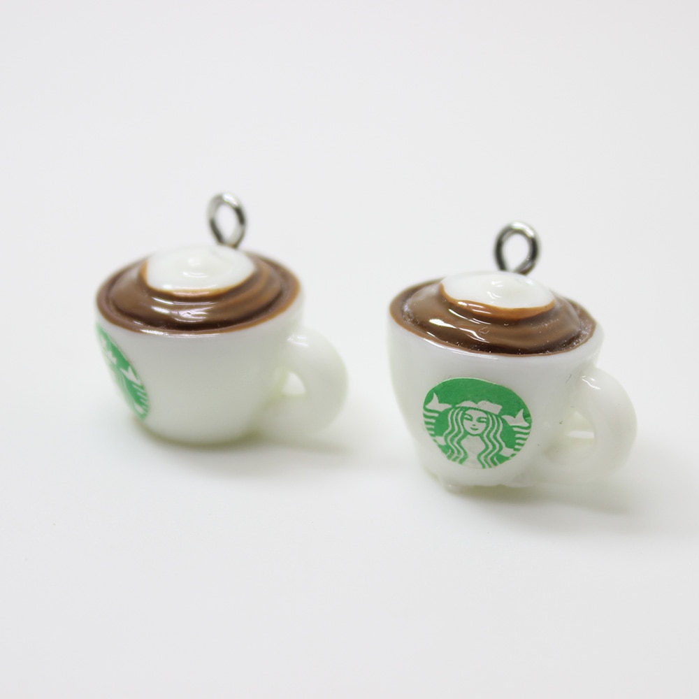Yamily 10 stk/ harpiks mini kaffekop charme vedhæng øreringe armbånd halskæde ørering til gør-det-selv smykker tilbehør: Rund