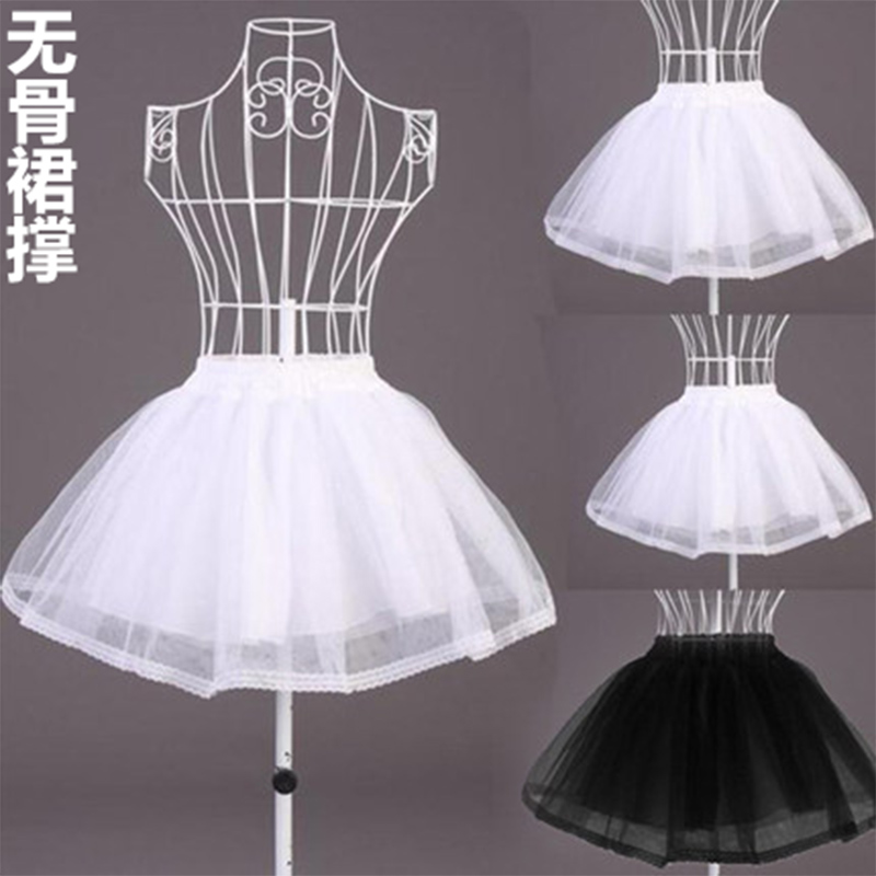 Frauen Braut Einzigen Schicht Chiffon Lolita Kurze Petticoat Ballettröckchen Felsen Blumen- Spitze trimmen Prinzessin Hochzeit kleid: Weiß
