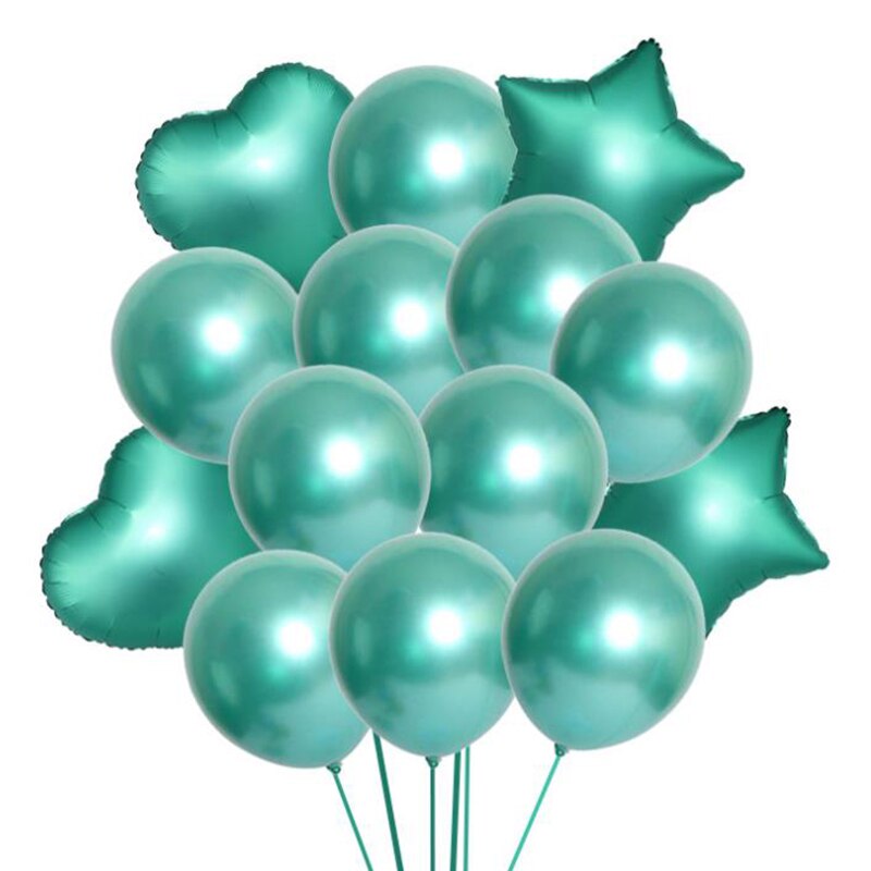 14 stk / parti 18 tommer metal & pailletter ballon hjerte stjerne mat helium ballon bryllupsfest dekorationsforsyninger fødselsdag balloner brusebad