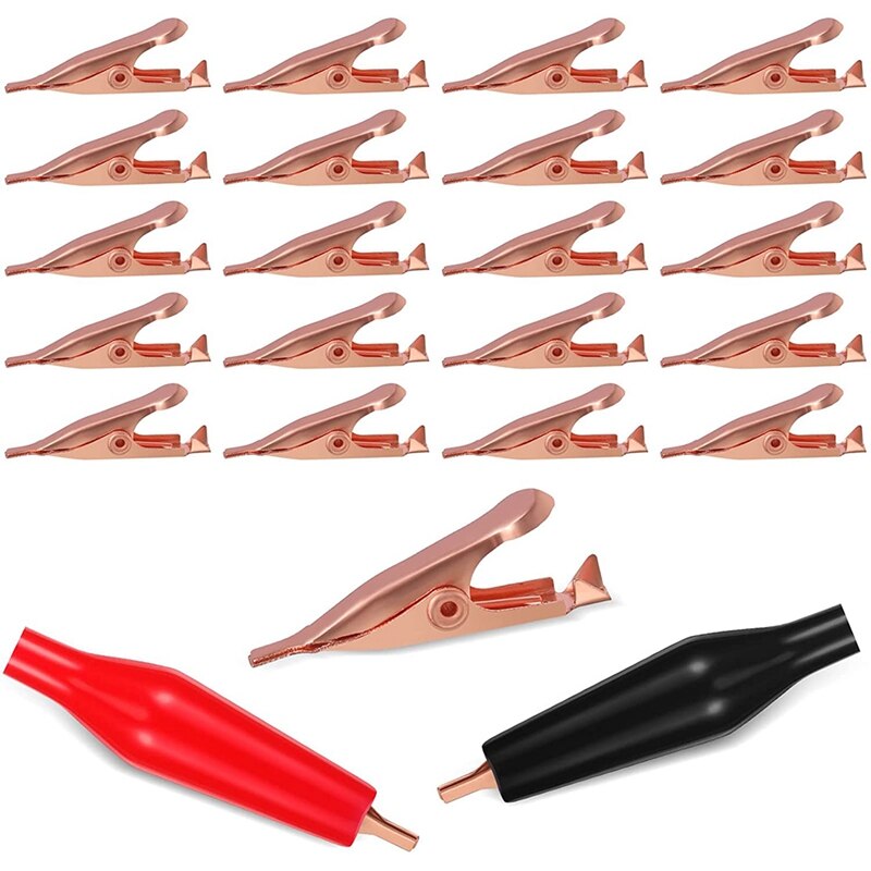 20 Mini Tandeloze Alligator Test Clips, Massief Koperen Clips Elektrische, 5Amp Met Beschermende Isolatie Cover Voor Soldeer: Default Title