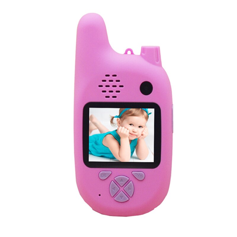 Børnekamera med walkie talkies , 2 in 1 legetøjs walkie talkies til børn barn med 8mp dobbelte linser til piger drenge: Pink intet sd-kort