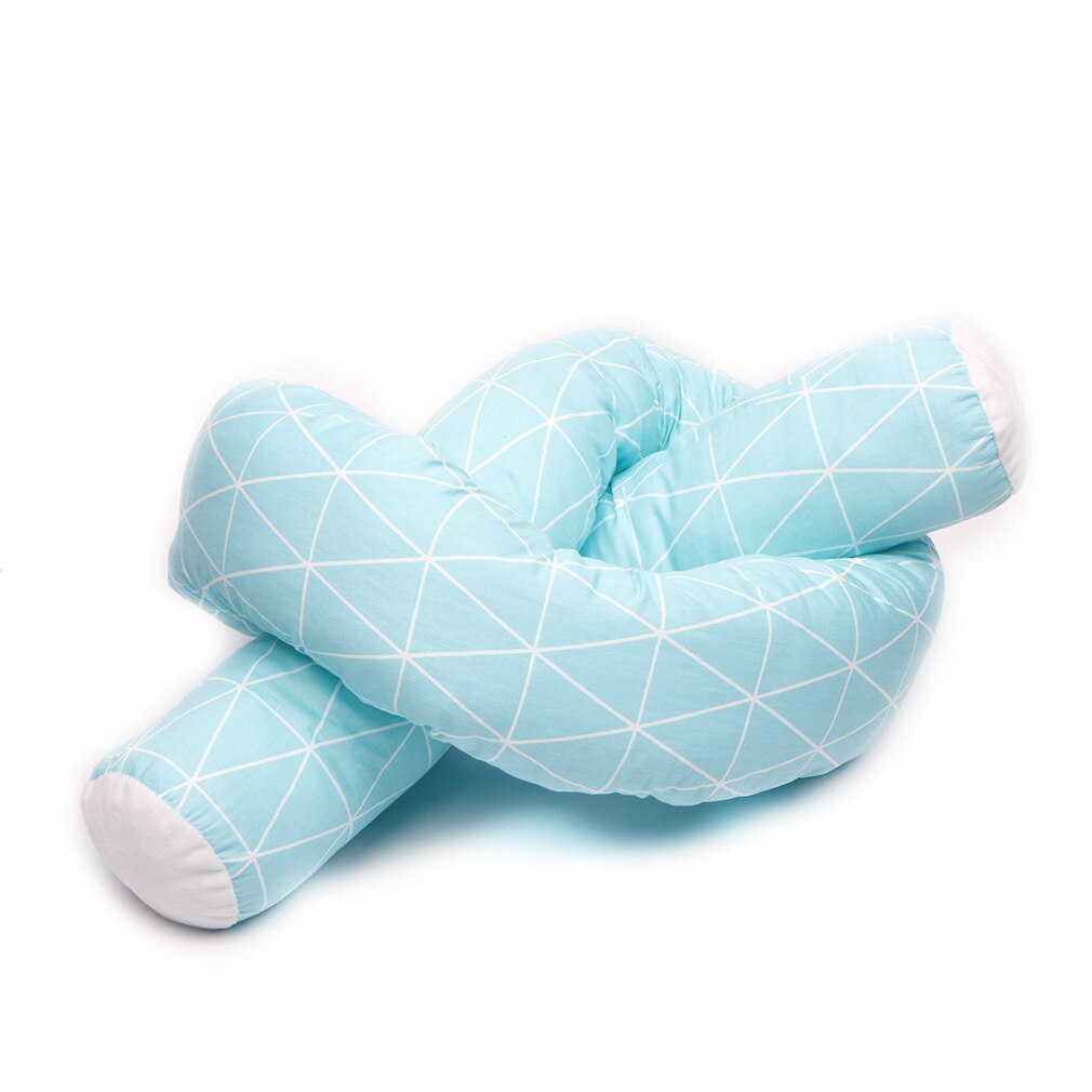 Parachoques de cuna suave para niños, cuna para recién nacidos, valla de cama para niños, almohadas anticolisión: Blue