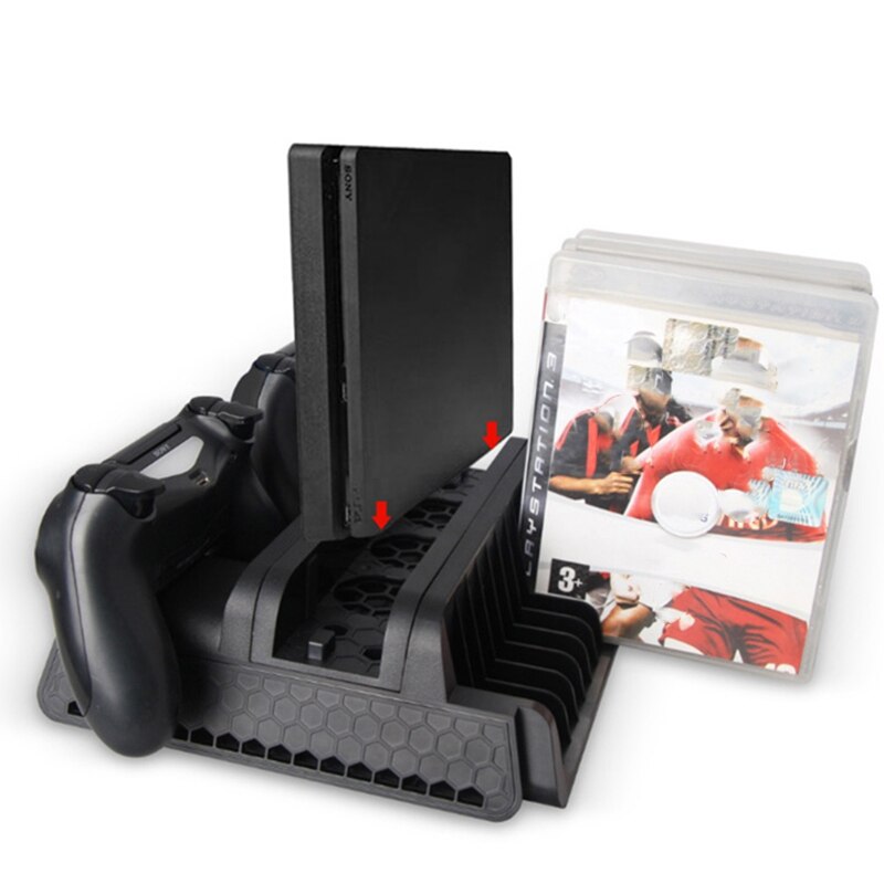 Support Vertical multifonction PS4/Slim/PRO avec ventilateur de refroidissement refroidisseur double contrôleur chargeur Station de charge pour SONY Playstation