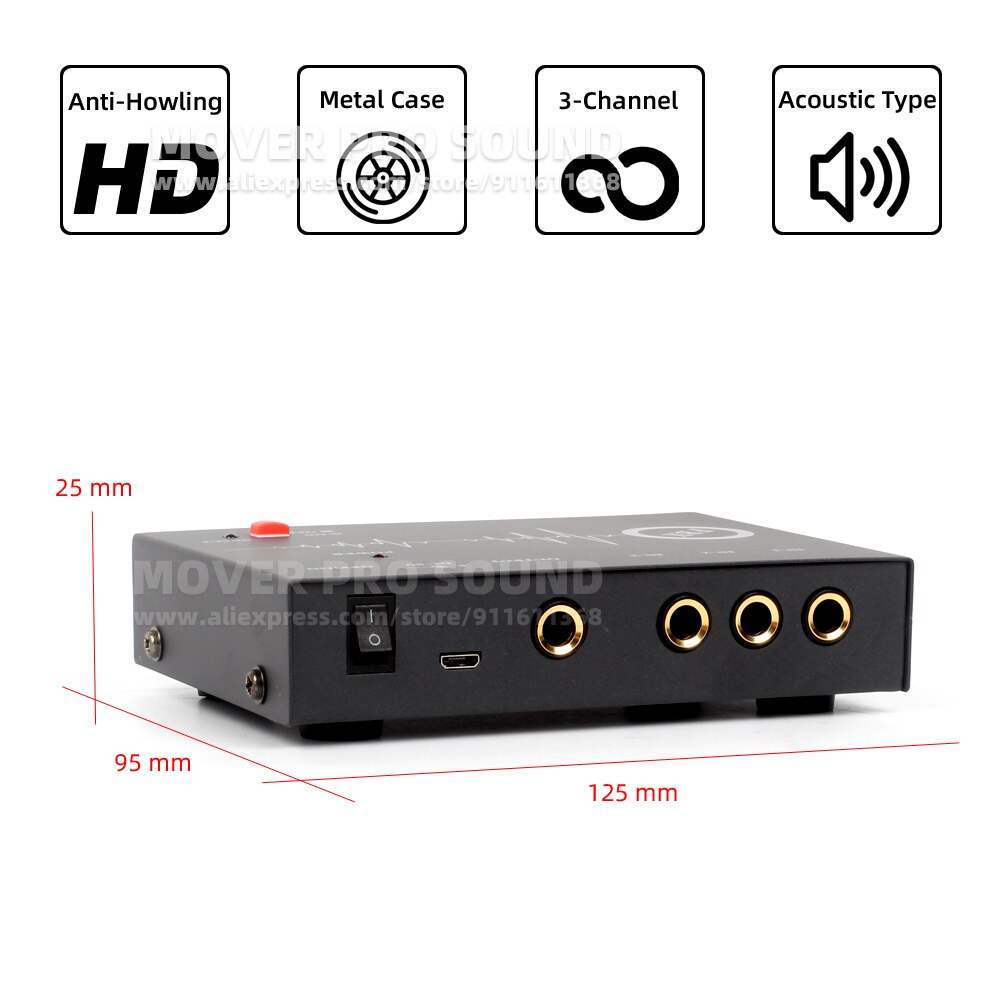 3 Kanalen Draagbare Feedback Destroyer Verwerking Suppressor Microfoon Audio Signaal Processor Reducer Onderdrukking Verdelger