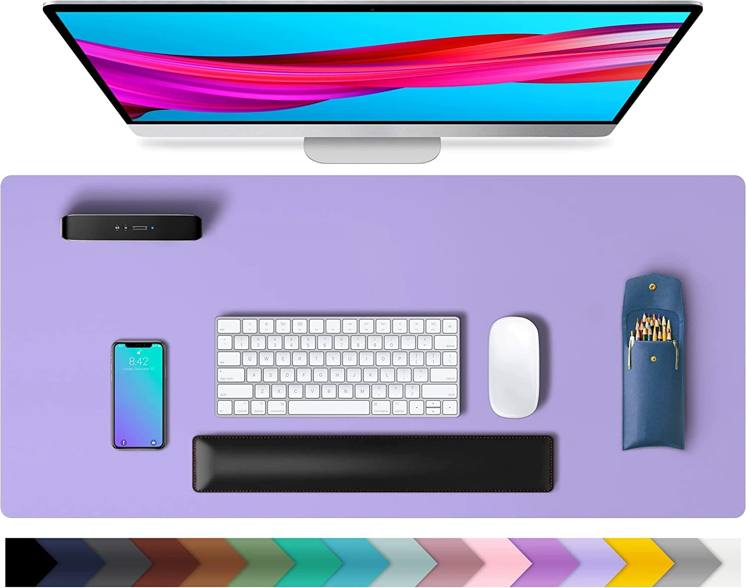 1 Pcs Large Size 600*300mm Office Desk Protector Mat PU Leather Waterproof Mouse Pad Desktop Keyboard Desk Pad Gaming Mousepad: PURPLE