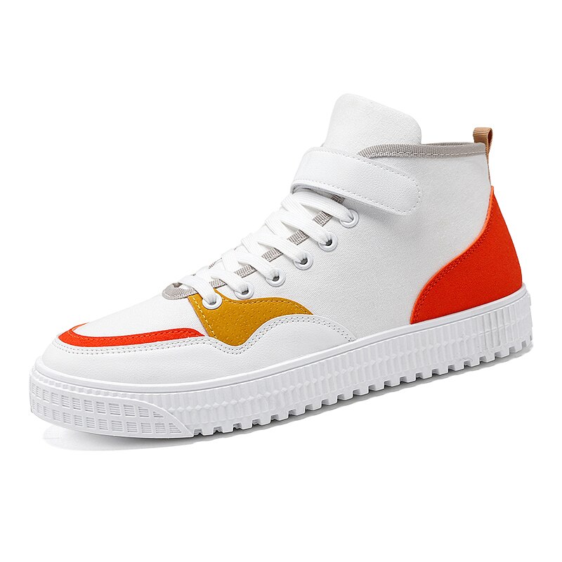 Herr vulkanisera skor tecknade sneakers höga skor för män fritidsskor halkfria manliga snörskor män skor tenis tecknad: Orange / 8