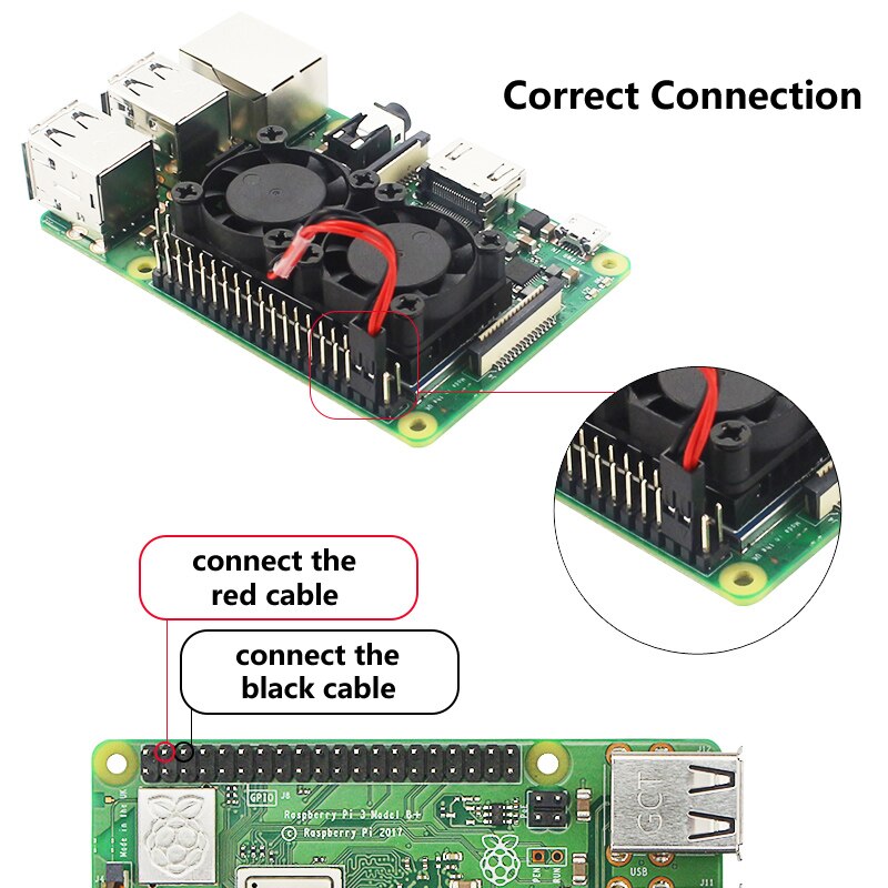 Raspberry Pi 3 doble ventilador con disipador de calor doble sistema de refrigeración radiador enfriador para Raspberry Pi 3 Modelo B 3B Plus 3B +