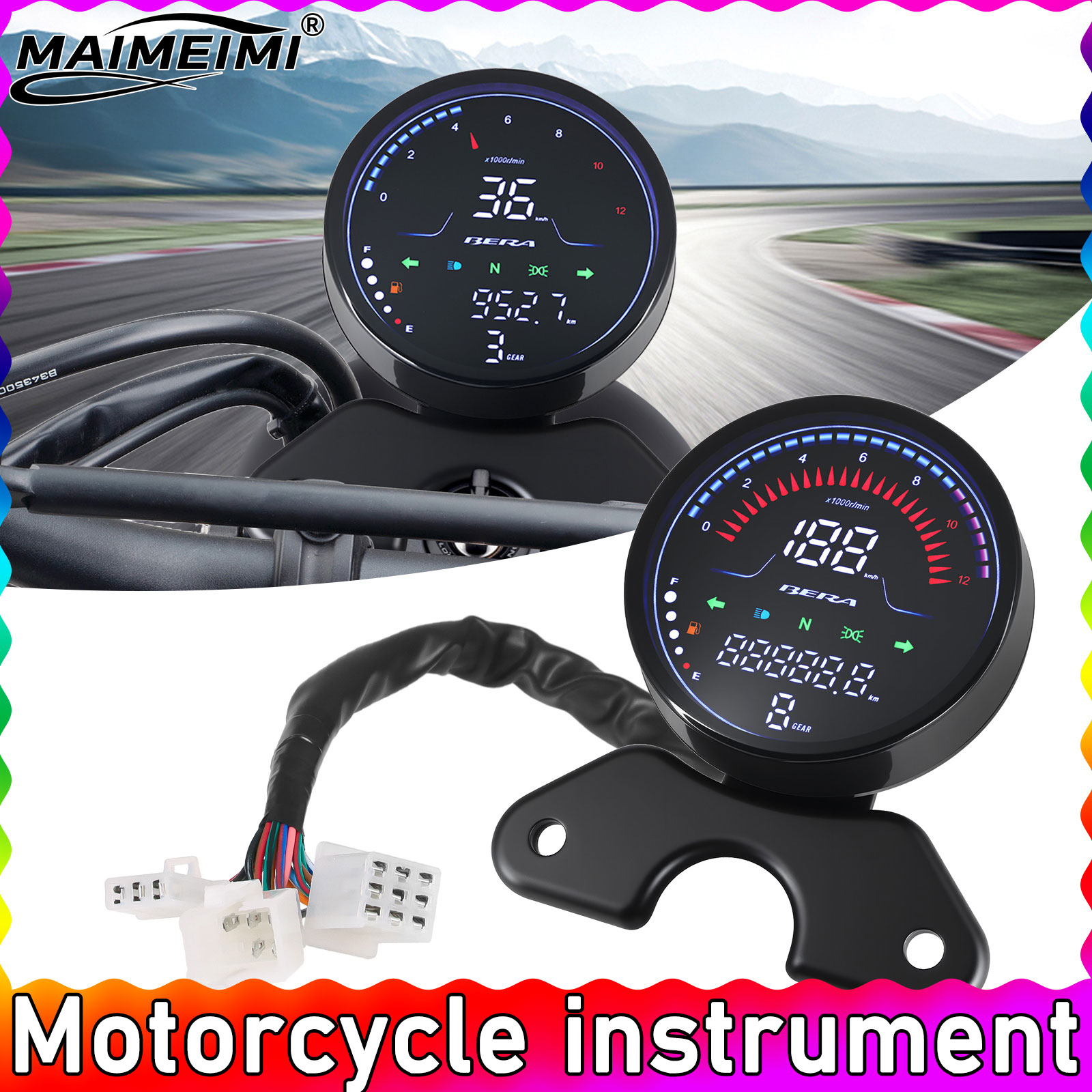 Motorcycle Counter Motorcycle dashboard speedometer, tachometer, rev ... – Grandado