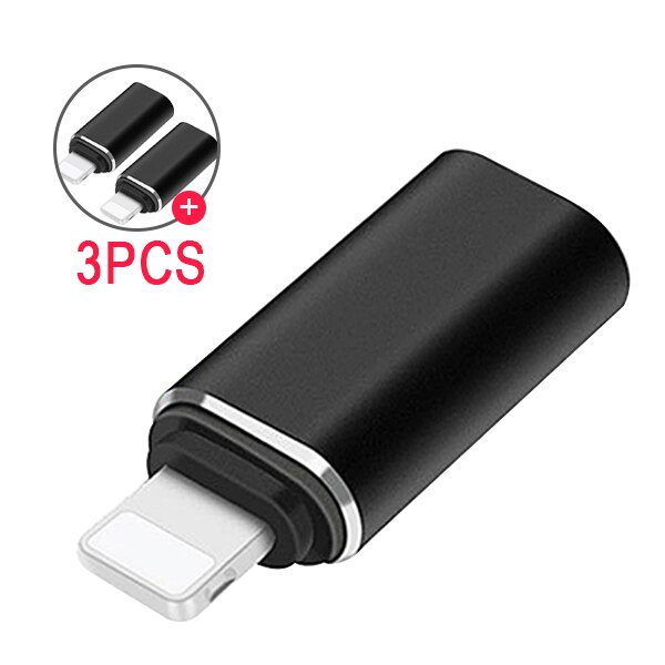 ¡! ACCEZZ-Mini adaptador USB para IOS, convertidor de cargador de sincronización tipo C hembra a macho para iluminación de Apple, para iphone X, XS, XR, 8, 7 Plus: 3pc