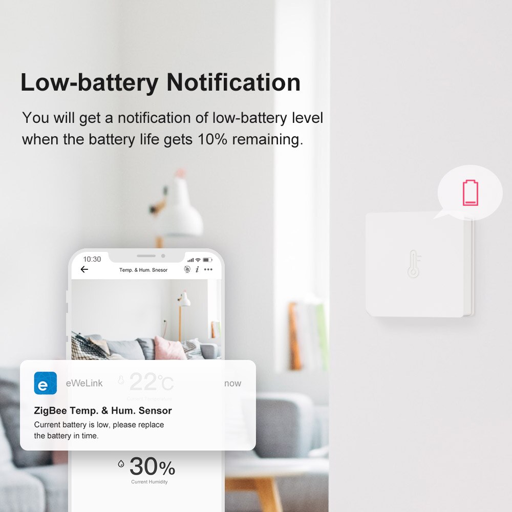 Itead SONOFF SNZB-02 ZigBee Temperature Humidity Sensor Real Time Monitor Via e-WeLink App Works with SONOFF ZigBee Bridge IFTTT