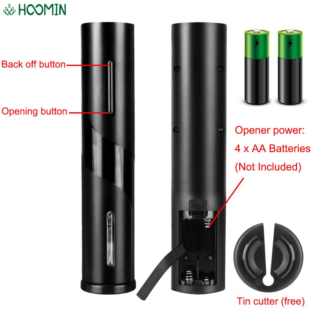 Automatic Corkscrew Jar Opener Battery Electric Wine Bottle Opener for Red Wine Foil Cutter Set Kitchen Tool Can Opener