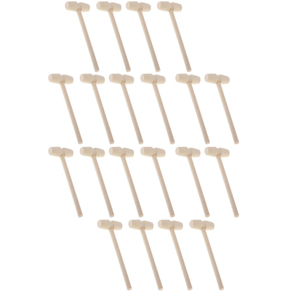 20pcs Solid Wood Mini Hammers Hitting Hammer Toys Educational Toy (Oval): As Shown 