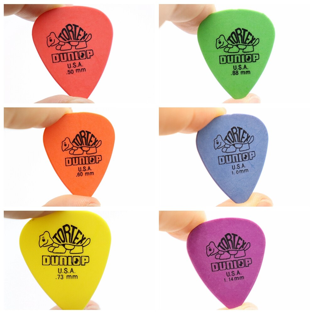 Dunlop-púas para guitarra eléctrica, accesorios para bajo, 6 tipos de grosor, Plectrum, 100 unidades,