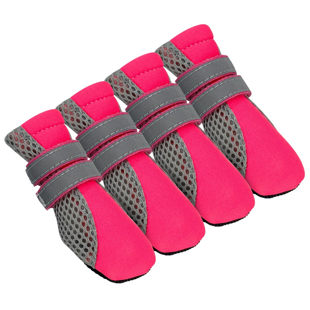 Chaussures pour petits chiens Chihuahua Yorkshire | 4 pièces, chaussures pour chiots, bottes réfléchissants et antidérapantes, chaussettes pour animaux domestiques: Rose / S